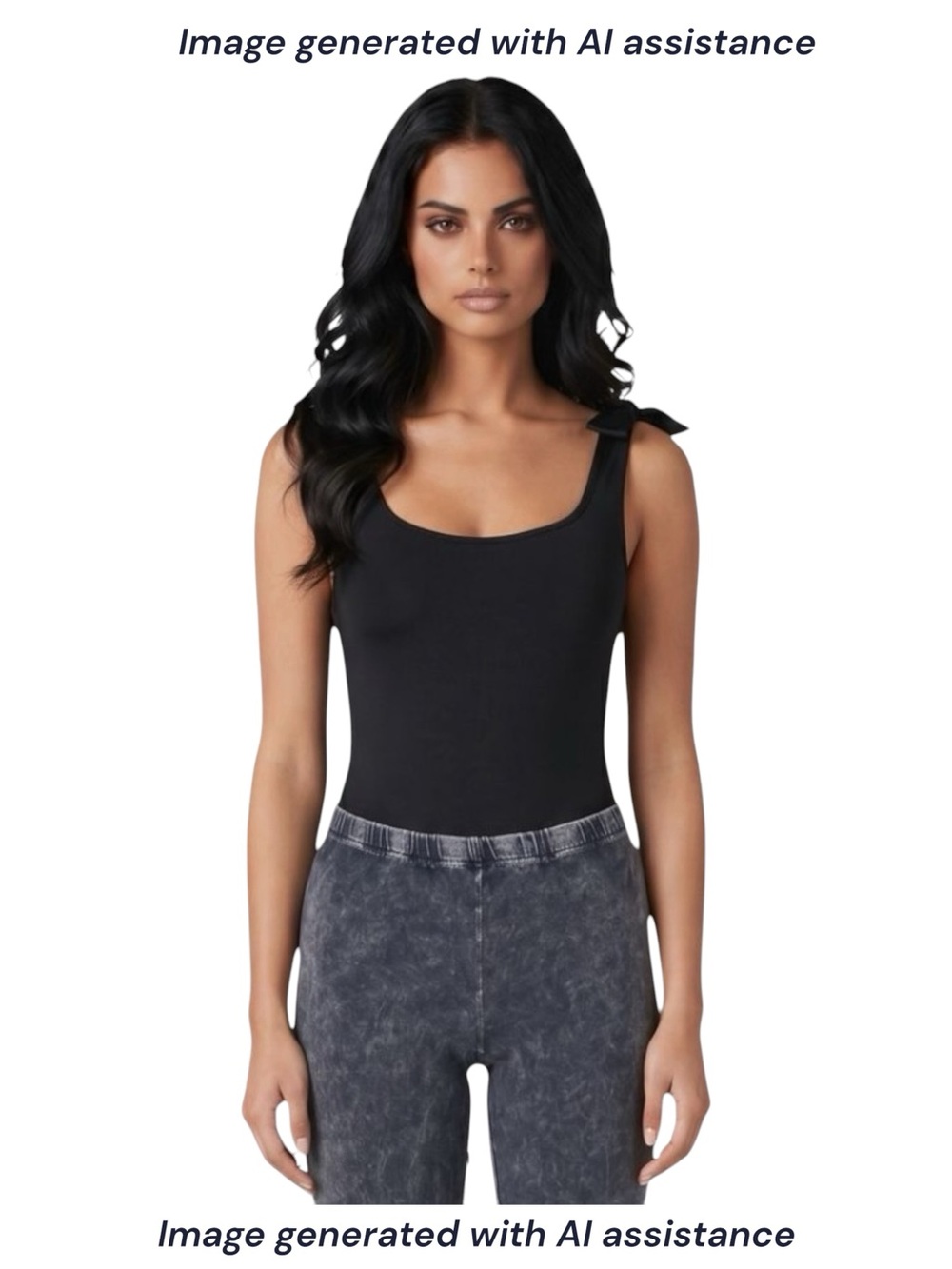 NWT Day + Moon M black tie shoulder bodysuit